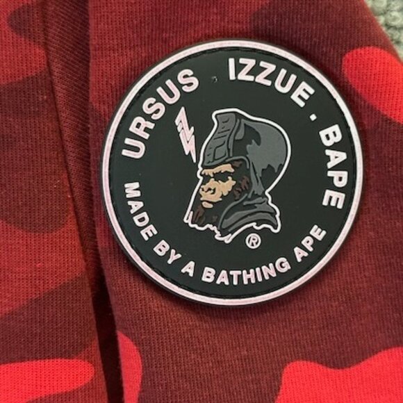 Bathing Ape URSUS IZZUE BAPE Basic Sweat Red Camo Hoodie Full Zip Sz XL - EUC - Picture 7 of 15